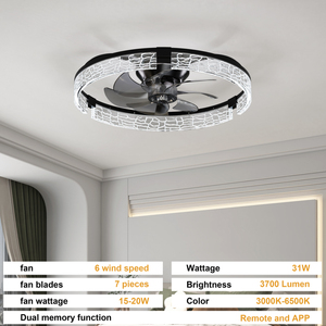 20-Inch Smart Ceiling <b>Fan</b> Light 7-Blade Plastic Electric DC Energy Saving Reversible Airflow APP <b>Remote</b> <b>Control</b> Household Quiet - Product Image 6