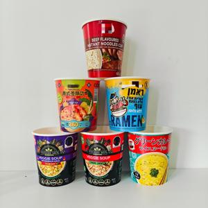 Tazón de Fideos Instantáneos Desechable Personalizado de Xiamen, Halal, Kosher, Vegano, Ecológico, con Tapa, Sabor a Pollo, Res, Queso y Tomate - Product Image 1