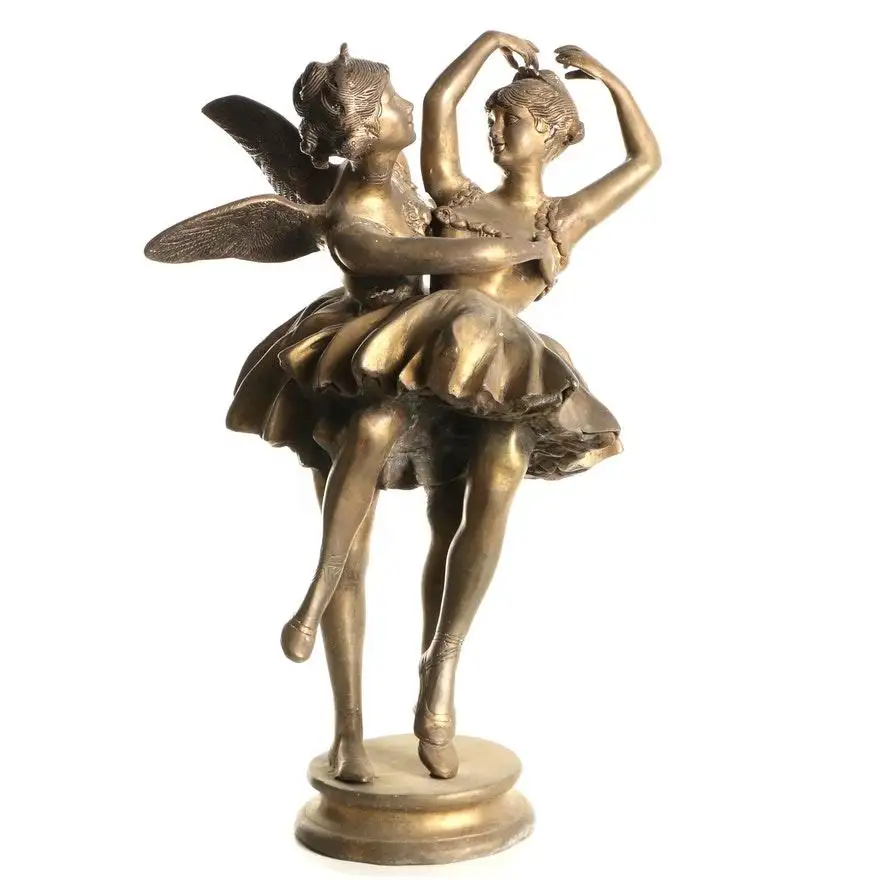 Escultura de estatua de chica bailando desnuda de mujer de bronce a precio de fábrica para decoración navideña