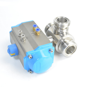 Robinet à bille sanitaire pneumatique en acier inoxydable de qualité alimentaire, type T, type L, 3 voies, avec filetage en aluminium - Product Image 4