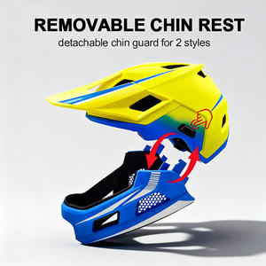 卸売OEM/ODMキッズフルフェイスバイクヘルメットカスタマイズロゴCEサイクリング子供ヘルメットフルフェイス取り外し可能チンガード - Product Image 3