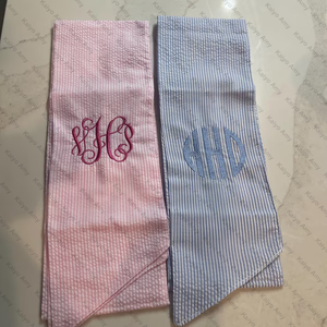 Monograma personalizado Seersucker Pascua cesta faja recién <span class=keywords><strong>nacido</strong></span> bebé faja bebé arco corona fajas - Product Image 3