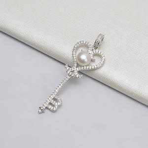 Colgante de Llave de Plata S925 Wenchi, Accesorio de Joyería DIY con Perla, Colgantes Finos Semiterminados, Dijes 770 - Product Image 2