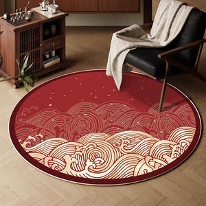 พรมทรงกลมสไตล์คลาสสิกใหม่สำหรับห้องนั่งเล่นห้องนอนกันลื่นเลียนแบบแคชเมียร์ลายเมฆนามธรรมพรมปูพื้นตกแต่งบ้าน - Product Image 3