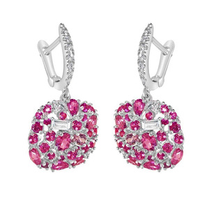 Orecchini a Cerchio con Cristalli Rossi per Donne, Eleganti Accessori per Uso Quotidiano e Feste - Product Image 4