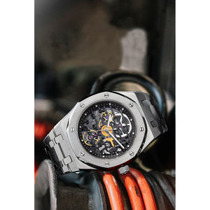 Reloj de pulsera automático mecánico esqueleto de acero inoxidable totalmente sólido de lujo para hombres logotipo personalizado - Product Image 5