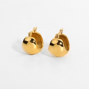 Boucles <span class=keywords><strong>d</strong></span>'oreilles en acier inoxydable 316 plaqué or de luxe, lisses, en forme de <span class=keywords><strong>globe</strong></span> stéréoscopique, pour femmes - Product Image 1