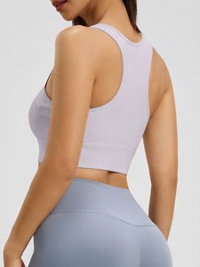 Soutien-gorge de sport sans couture pour femme, col carré, dos nageur, maintien moyen, yoga, fitness, couleur unie, respirant, séchage rapide, Spandex Polyester - Product Image 5