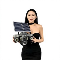 Caméra solaire 1080p à vision panoramique 360° sans angles morts, consommation de données minimale, vision nocturne, caméra de sécurité extérieure, portée >30m, Cloud