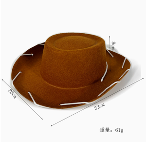 Noël Vintage extérieur crème solaire chapeau unisexe Western Denim chapeau enfants marron rouge feutre <span class=keywords><strong>Woody</strong></span> Cowboy chapeau réglable - Product Image 3