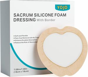 YOJO OEM Apósito de espuma de silicona adhesivo impermeable y transpirable para sacro de 18x18cm con borde, Clase I, 3 años de vida útil - Product Image 1