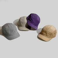 Casquette de baseball en polyester à 5 panneaux, personnalisable, à bord court, séchage rapide, imperméable, pour sports de plein air et camping, en nylon vierge, vente en gros