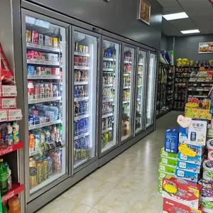 MUXUE 2/3/4/5/6/7/8 Door Remote Fridge Supermarket Dairy Product Glass Door Display Refrigerator For Grocery Supermarket