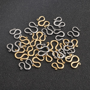 W-Shaped Stainless Steel Jewelry Connector With <b>Hook</b> For Necklace Making Plated Gold Silver Color - Product Image 2