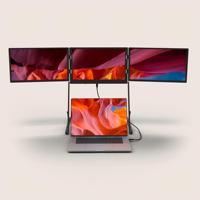 Monitor Portátil Triple de 18.5 Pulgadas, 3*18.5 Pulgadas, 1080P, Carcasa de Aluminio, Pantalla Triple Extendida para Viajes de Negocios y Trabajo Remoto