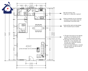 บ้านคอนเทนเนอร์40ft ขยายได้บ้านคอนเทนเนอร์ที่อยู่อาศัยขยายได้3ห้องนอนบ้านเคลื่อนที่ - Product Image 2