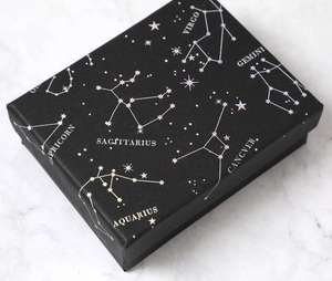 Caja de joyería cuadrada con horóscopo del zodiaco, Cajas de Regalo de papel Kraft <span class=keywords><strong>negro</strong></span>, anillo de compromiso para pendientes, collar, pulsera, 1 ud. - Product Image 2
