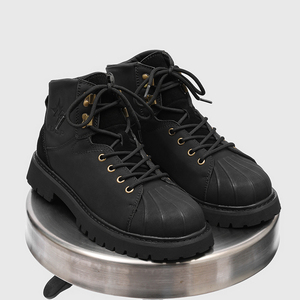 Bottes à lacets rétro 931163, embouts en coquille, tendance décontractée, bottes à semelle épaisse pour hommes, bottes à hauteur accrue, bottes de travail, grandes bottes jaunes - Product Image 5