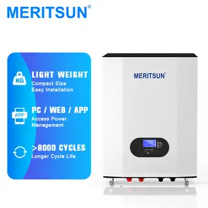 MeritSun-Batería de pared de energía de 48V, 200Ah, 10KWH, recargable, paquete de batería de iones de litio, almacenamiento de energía