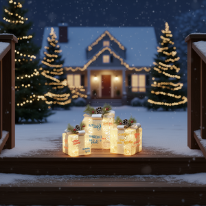 Cajas de Regalo Iluminadas de Navidad en Blanco Cálido, Paquete de 3, 48 LED, Decoraciones Navideñas para Interiores y Exteriores, Funcionan con Pilas, Decoración para Fiestas, Jardín y Hogar - Product Image 2
