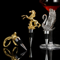Bouchons de bouteille de vin réutilisables en silicone, personnalisés, en métal, fantaisie, animaux 3D mignons, pour conserver la fraîcheur, anti-déversement de bière et de liqueur, avec joint en liège exquis
