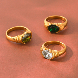Anillo Minimalista de Zirconia con Forma Geométrica, Antideslustre, de Acero Inoxidable Chapado en Oro de 18K, para Mujer - Product Image 2