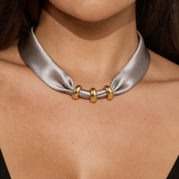 Collier écharpe avec breloque pour femme, collier bandana vintage marron, pendentif cœur épais plaqué or 14 carats