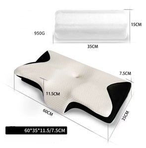 Bantal Busa Memori <span class=keywords><strong>Visco</strong></span> Elastis Poliuretan Premium 100% Desain Ergonomis Penyelarasan Tulang Belakang Pereda Nyeri Leher Lubang Udara Dapat Dilepas - Product Image 3