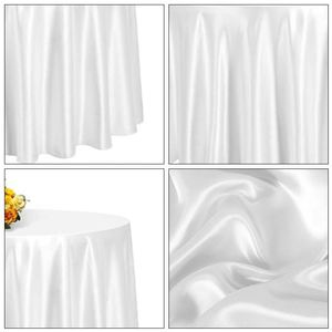 120 Satin Table Cloth Luxury Silver White Wrinkle Free Wedding <b>Round</b> <b>Tablecloth</b> for Banquet - Product Image 3