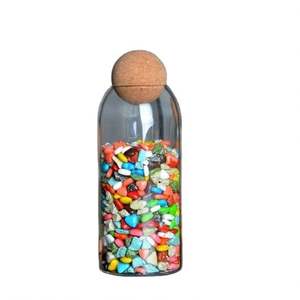 Bocal de conservation alimentaire en verre avec couvercle hermétique en liège, pot de conservation alimentaire transparent avec bouchon rond en liège pour la cuisine - Product Image 2