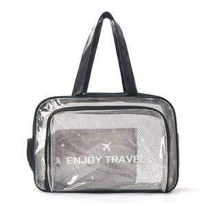 Bolsa de playa portátil con compartimento para zapatos, bolsa deportiva con separación de ropa seca y húmeda, bolsa de maquillaje transparente, bolsa de almacenamiento portátil - Product Image 5