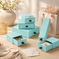 Boîte d'emballage de bijoux de luxe de qualité supérieure en vert menthe avec tiroir coulissant, boîte cadeau en carton personnalisée pour bijoux et petits cadeaux
