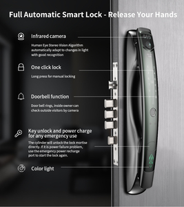 Cerradura Inteligente Biométrica de Aleación de Aluminio de Alta Seguridad con WiFi Tuya, Reconocimiento Facial 3D y Video para Puertas de Madera y Acero - Product Image 4
