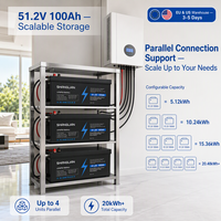 Batería de Litio LiFePO4 de 51.2V 100Ah para Respaldo Doméstico, Almacenamiento de Energía de 5kWh con BMS para Sistema Solar Residencial, UPS y Soporte de Emergencia