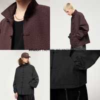 Veste décontractée pour homme QUICKSHOW, style néo-chinois, avec col montant, poche à carreaux et logo frontal, streetwear fin