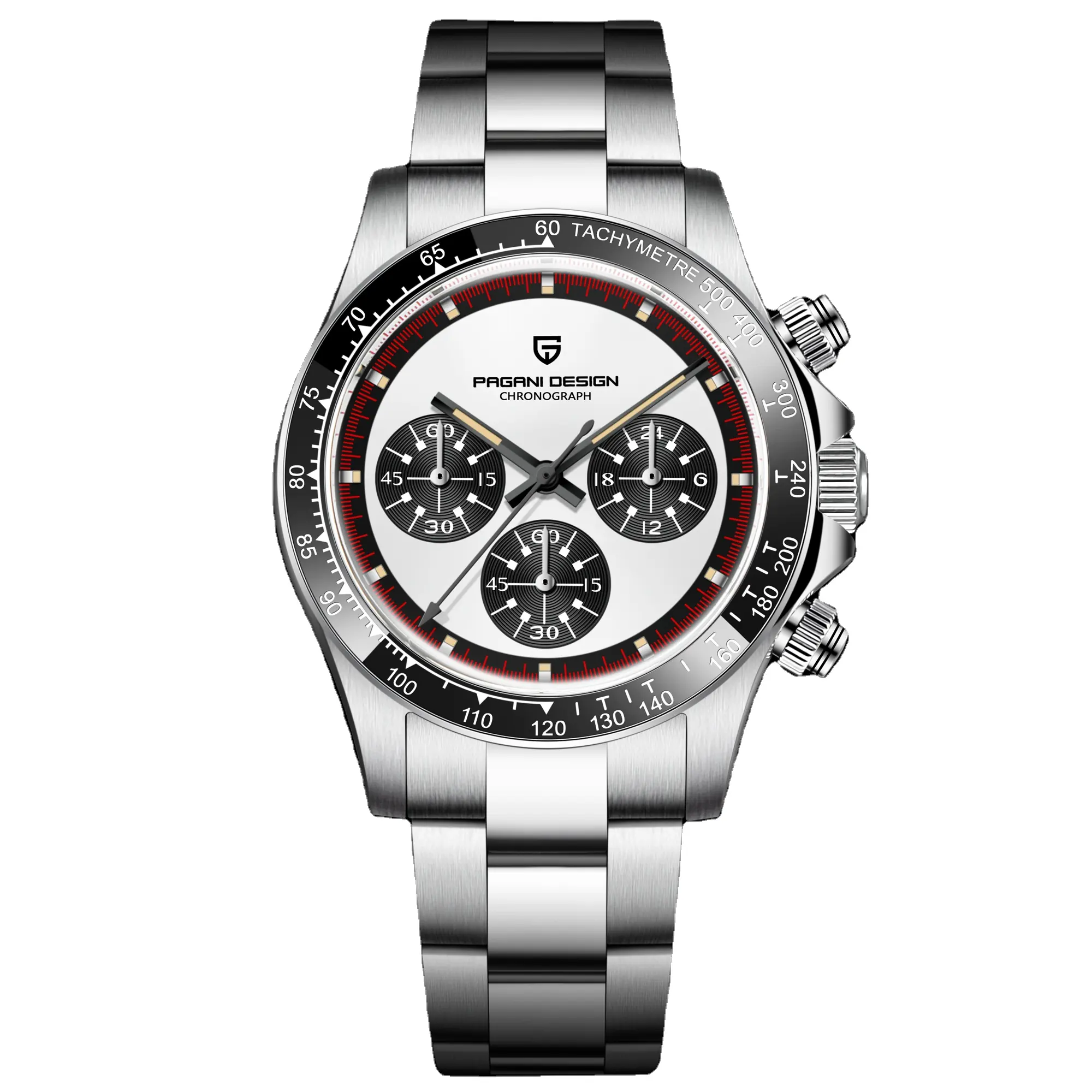 PAGANI Jam Tangan Stainless Steel Pria, Arloji Olahraga Quartz Tahan Air 1676