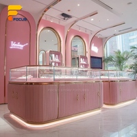 Vitrine à bijoux haut de gamme sur mesure en bois d'ingénierie, comptoir large pour centre commercial, espace de présentation professionnel de bijoux pour la vente au détail