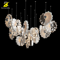 Luminaire de plafond LED en verre cascade Bang Sheng - Décoration florale artistique pour les espaces commerciaux haut de gamme