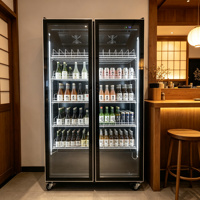 Réfrigérateur commercial vertical de qualité fiable à double porte vitrée pour boissons et vins, avec refroidissement uniforme, idéal pour les restaurants