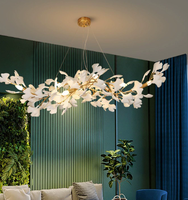 Lustre en céramique moderne à feuilles de ginkgo longues, personnalisé, pour hôtel, villa, décoration d'escalier, APCITL