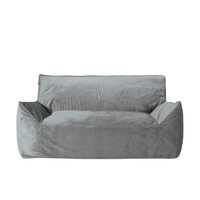 Fila Velveteen Fauteuil pouf surdimensionné 2 places avec accoudoirs, gris