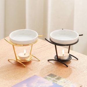 Yuyang 2024 Hot Sale Fragrance Warmer Tear Drop Aromather Portable Metal Holder Ceramic Essential <b>Oil</b> Burner - Product Image 5