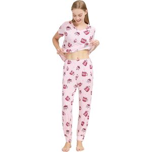Conjunto de Pijama Personalizado para Mujer, Camiseta de Manga Corta Suave con Pantalones Jogger, Ropa de Dormir de Viscosa de Bambú, Tallas S-XXL - Product Image 5
