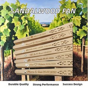<b>Handheld</b> Sandalwood Scented Folding <b>Fan</b> Bamboo Wooden Hand <b>Fans</b> for Wedding New Year Home & Birthday Celebrations Gifts - Product Image 2