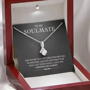 Benim Soulmate elmas kolye kolye için 2024 lüks kolye kadınlar için ahşap hediyelik takı kutusu LED