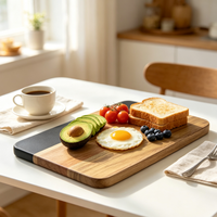 Plateau à fromage et charcuterie rectangulaire en bois et marbre, écologique, réutilisable et multifonctionnel