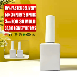 Botella de vidrio personalizada para esmalte de uñas de 12ml y 15ml, embalaje de esmalte de uñas blanco, botella vacía para esmalte de uñas con cepillo - Product Image 1