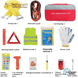 Car Emergency Kit With <b>Jumper</b> Cables Safety Vest <b>Poncho</b> Gloves Warning Triangle And Tools Portable For Roadside Assistance - Product Image 2
