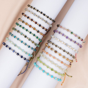 Ensemble de bracelets ethniques bohèmes en cristal naturel plaqué or fait à la main pour femmes, orange, violet, vert - Product Image 1