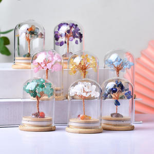 Berbagai macam Penyembuhan Pohon kristal batu permata Chip pohon mawar kristal kerikil pohon dengan penutup kaca - Product Image 1